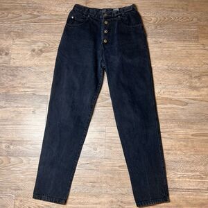Woman’s Vintage‎ Palmetto’s Distressed Navy Blue High Waist Mom Jeans Size 28
